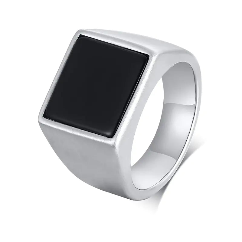 Stainless Steel Square Signet Ring - Durable & Hypoallergenic