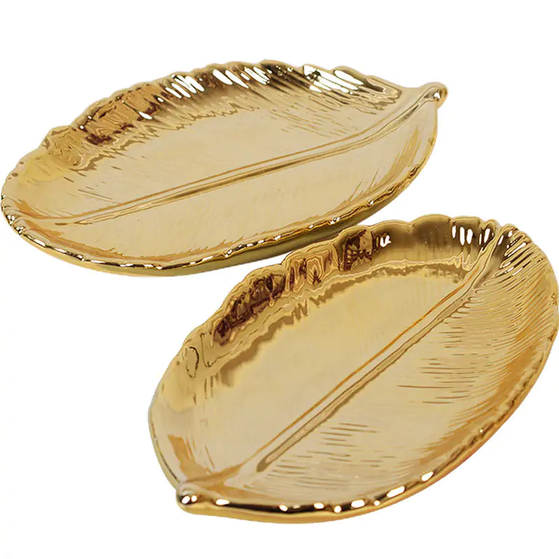 Nordic Ins Gold Leaf Ceramic Jewelry & Serving Tray