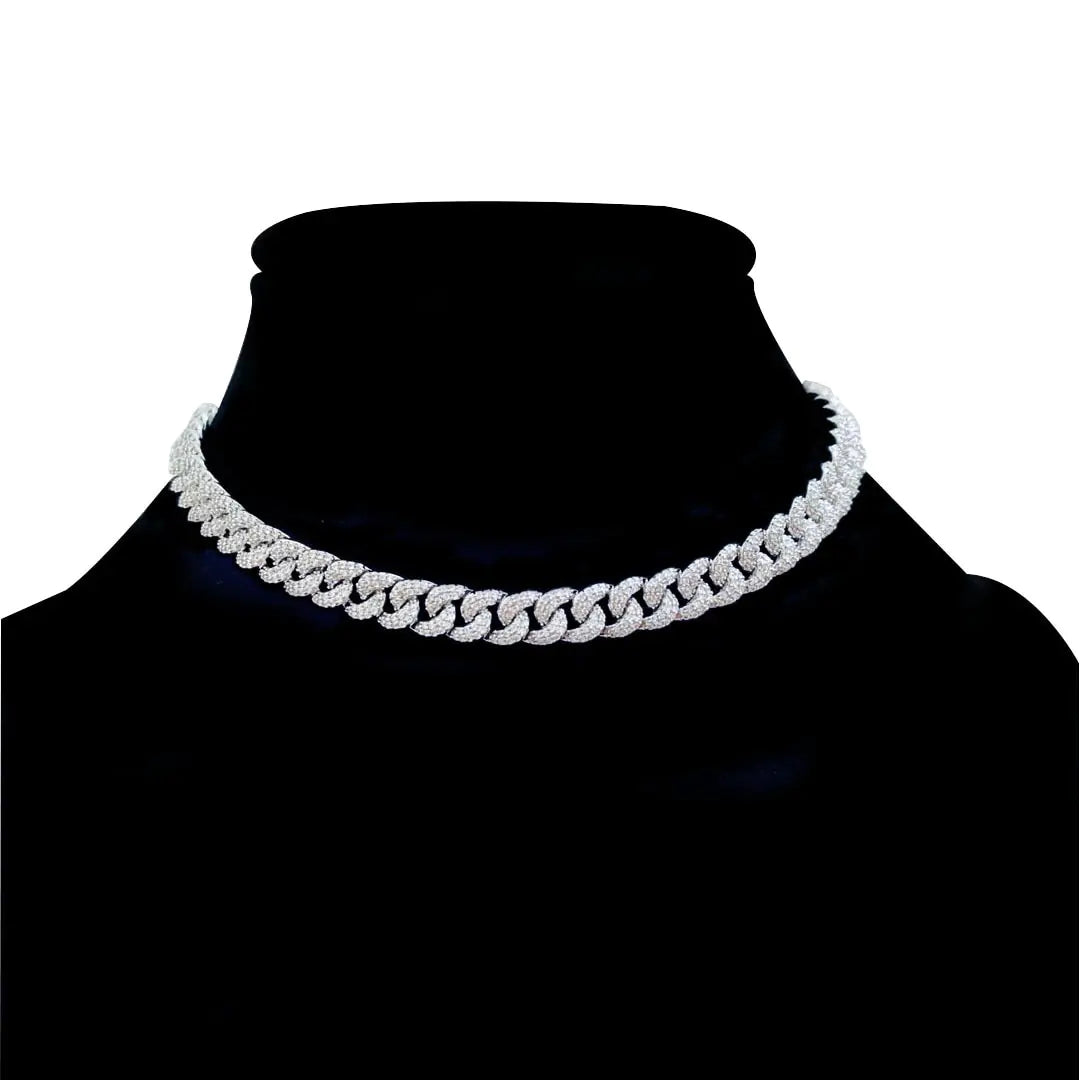 Iced Out Bling CZ Necklace - Luxurious Micro-Paved Cuban Chain with High Quality CZ Stones