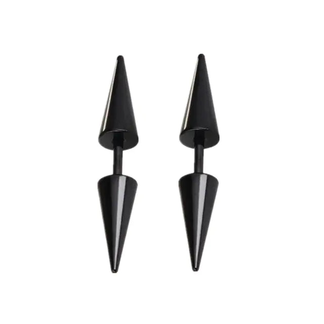 Small Black Stud Earrings - Stainless Steel Punk Design