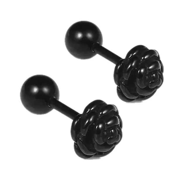 Small Black Stud Earrings - Stainless Steel Punk Design