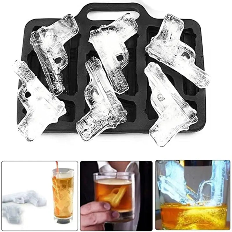 Silicone Ice Cube Tray with Gun, Bullet, Skeleton Designs