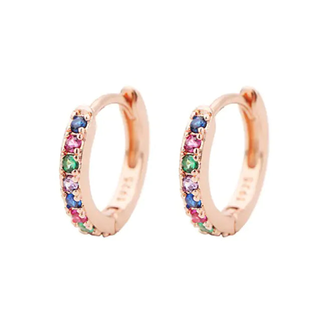 Minimalist Stainless Steel Hoop Earrings with Crystal Zirconia Sparkle