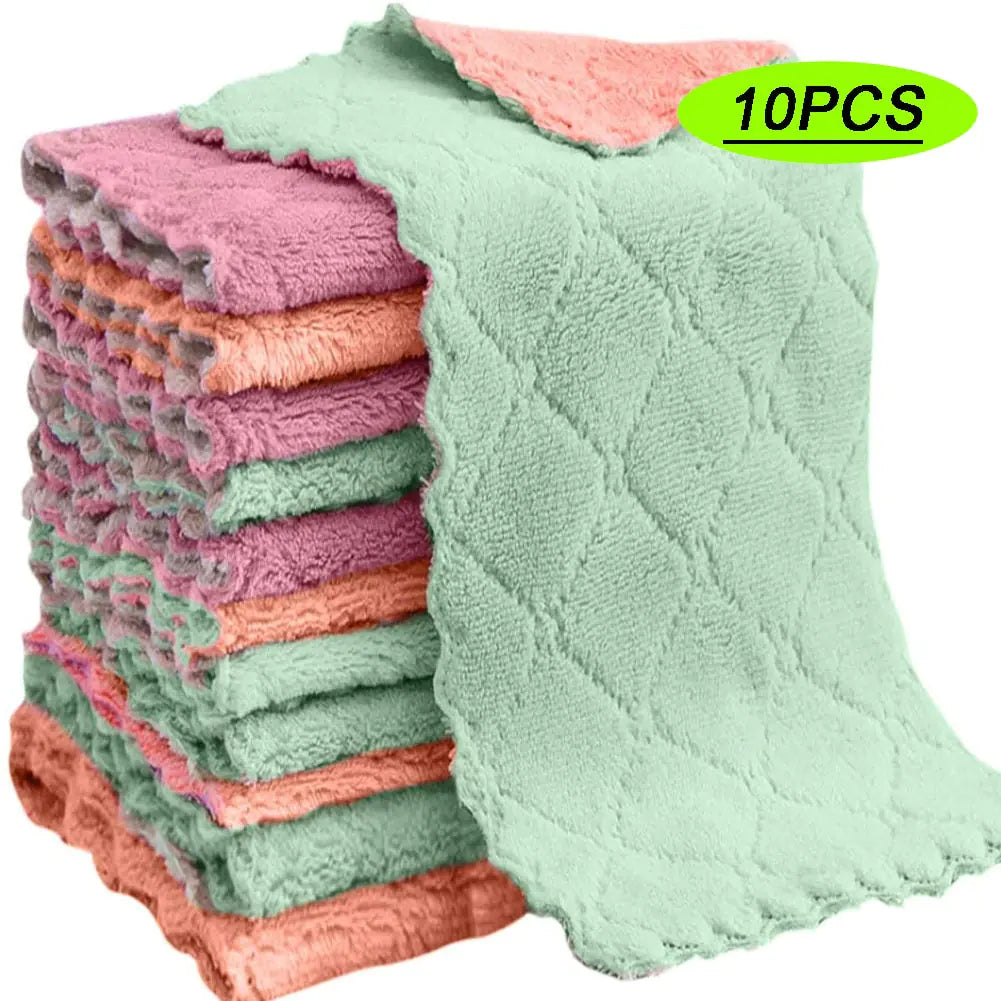 Super Absorbent Microfiber Towel Set (10-Pack) - Exceptional Absorbency & Quick-Drying