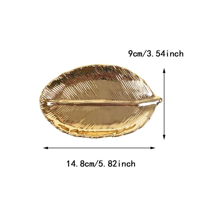 Nordic Ins Gold Leaf Ceramic Jewelry & Serving Tray