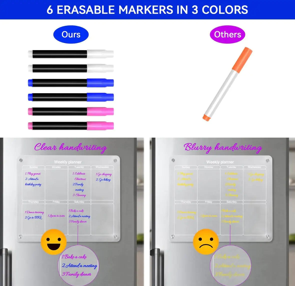 Acrylic Magnetic Dry Erase Calendar for Fridge