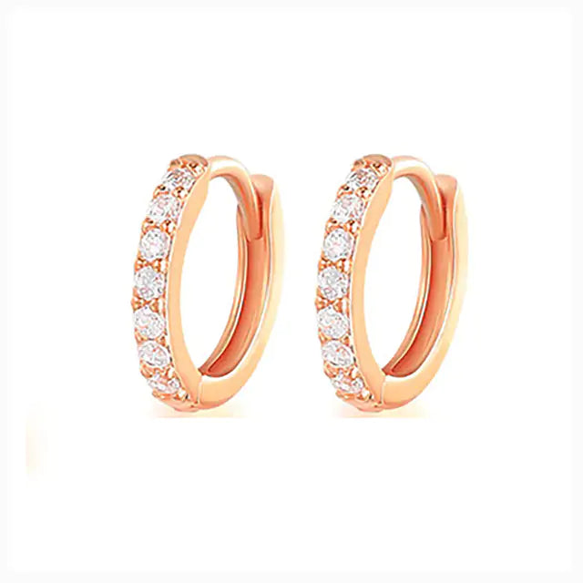 Minimalist Stainless Steel Hoop Earrings with Crystal Zirconia Sparkle