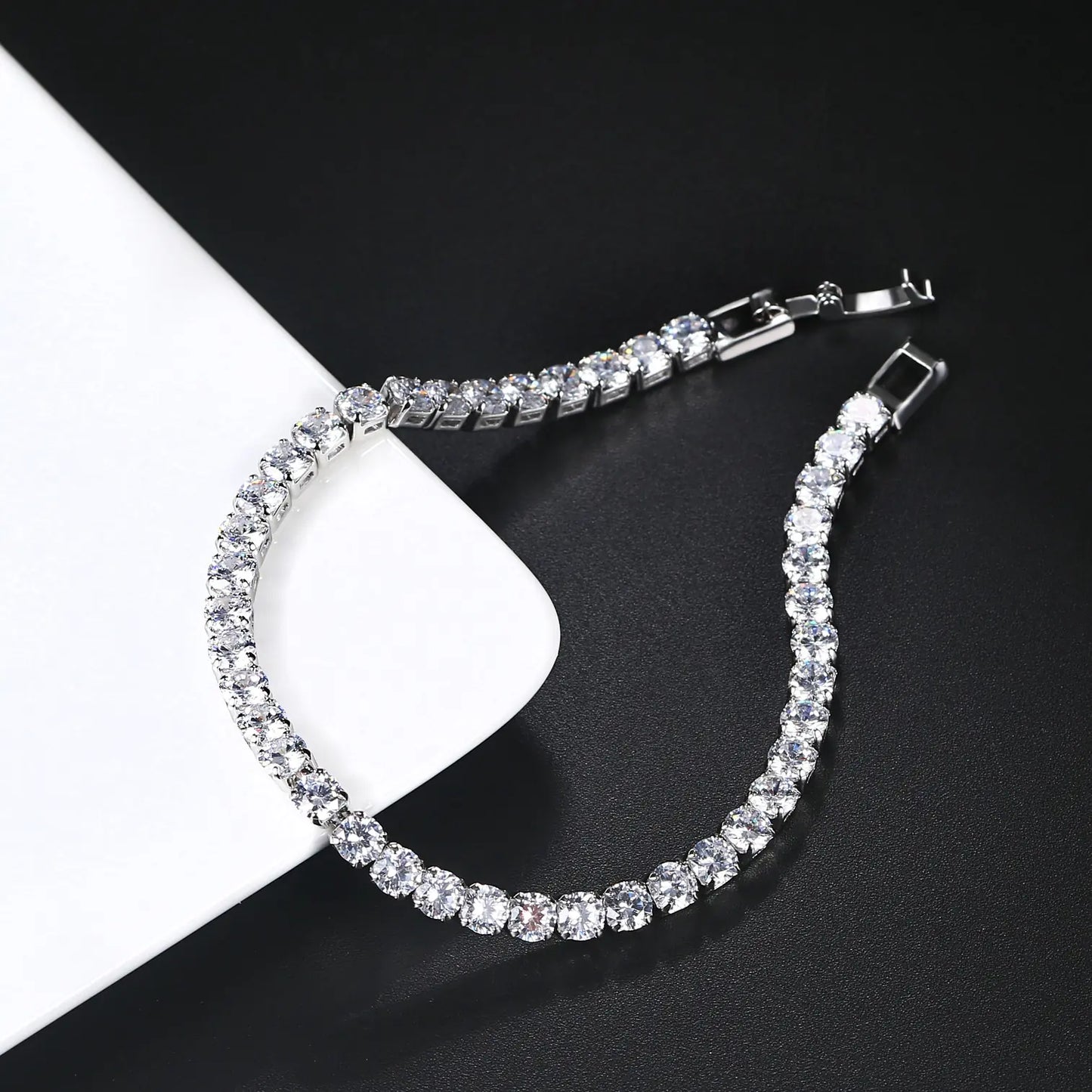 Iced Out Crystal Tennis Bracelet with Zirconia Stones - Glamorous and Sophisticated Jewelry