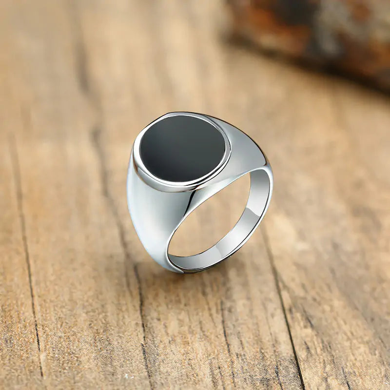 Stainless Steel Square Signet Ring - Durable & Hypoallergenic