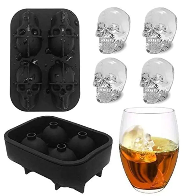 Silicone Ice Cube Tray with Gun, Bullet, Skeleton Designs