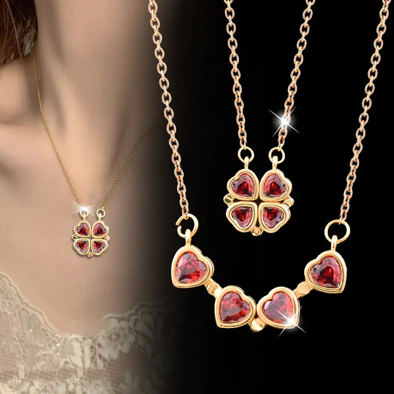 Flower Magnetic Layered Necklace with Magnetic Attraction