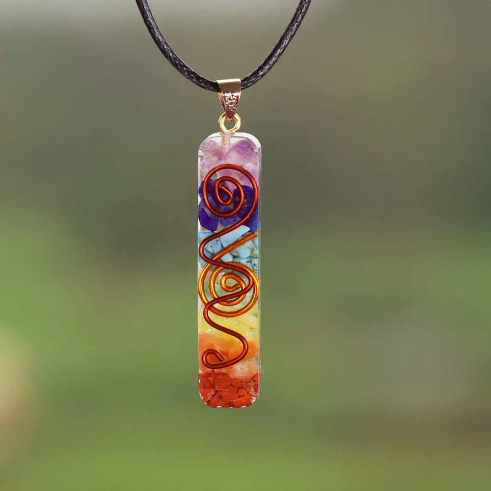 Rainbow Chakra Energy Necklace - 7 Chakra Pendant for Spiritual Healing