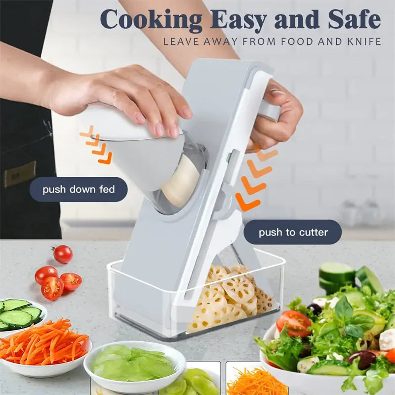 Multifunctional Vegetable Chopper with 4 Blades - Effortless Slicing and Chopping