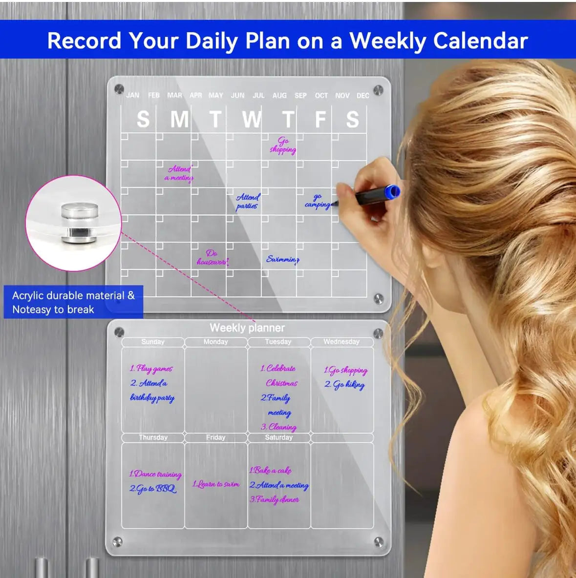 Acrylic Magnetic Dry Erase Calendar for Fridge