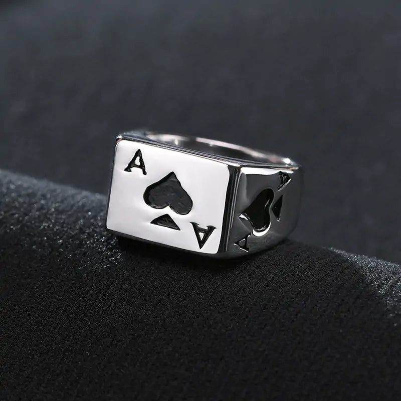 Ace of Spades Stainless Steel Signet Ring - Durable and Stylish