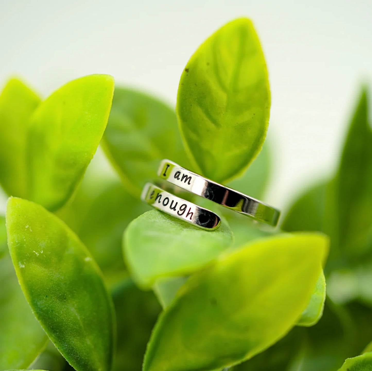 I Am Enough Sterling Silver Ring for Mental Health Awareness