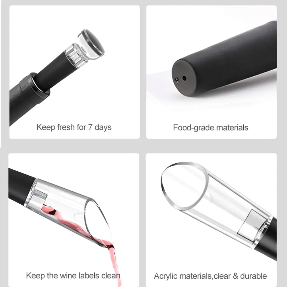 Electric Wine Bottle Opener Kit with Foil Cutter - Effortless Cork Removal & Stylish Design