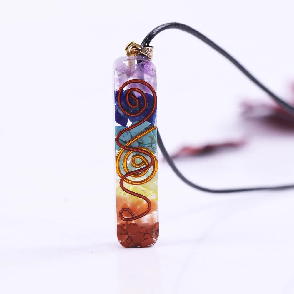 Rainbow Chakra Energy Necklace - 7 Chakra Pendant for Spiritual Healing