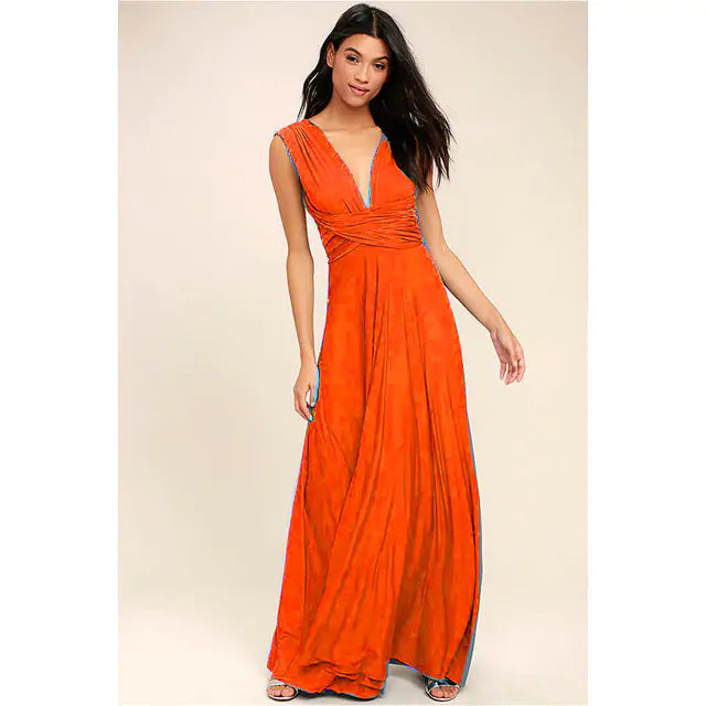 Long Wrap Dress - Versatile Convertible Style & Eye-Catching Design | Deep Red Color