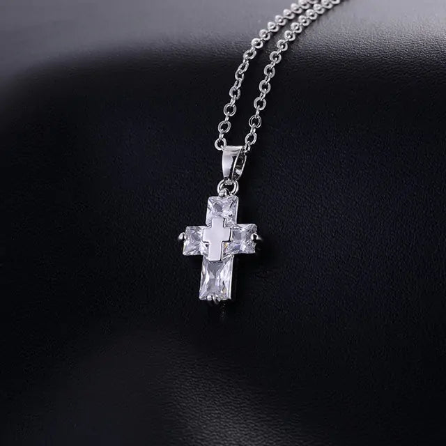 Cross Pendant Necklace - Stylish Colorful Design, High-Quality Alloy, Durable - Perfect Size for Everyday Wear