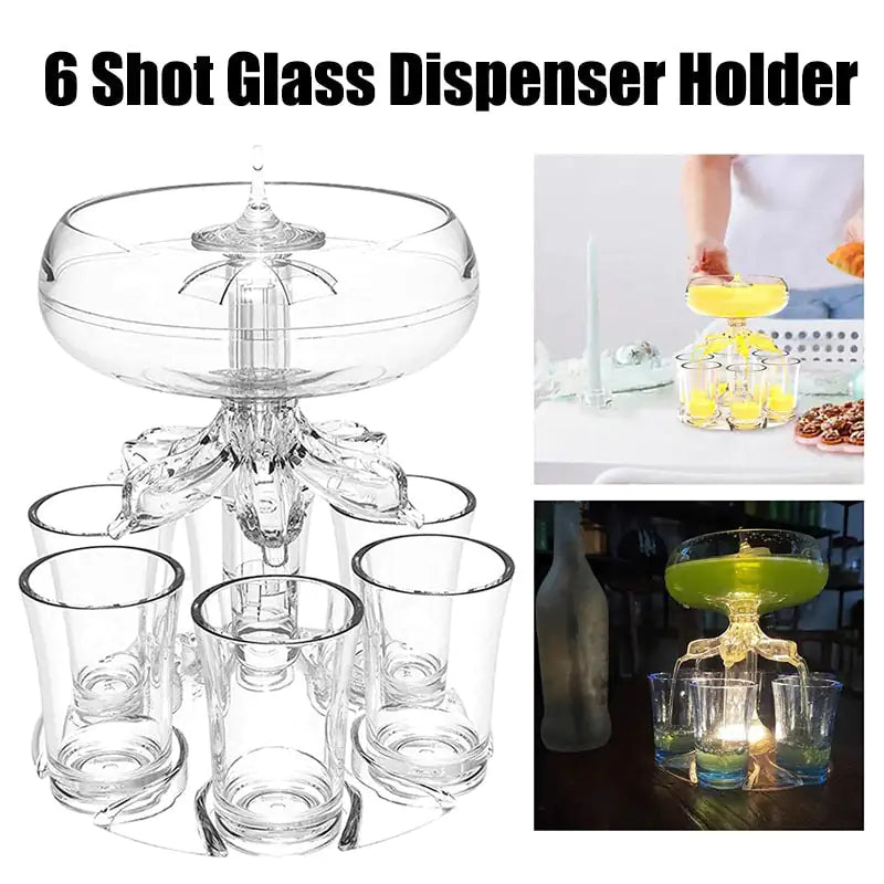 6-Shot Glass Dispenser Holder - Organize and Serve Shots with Ease