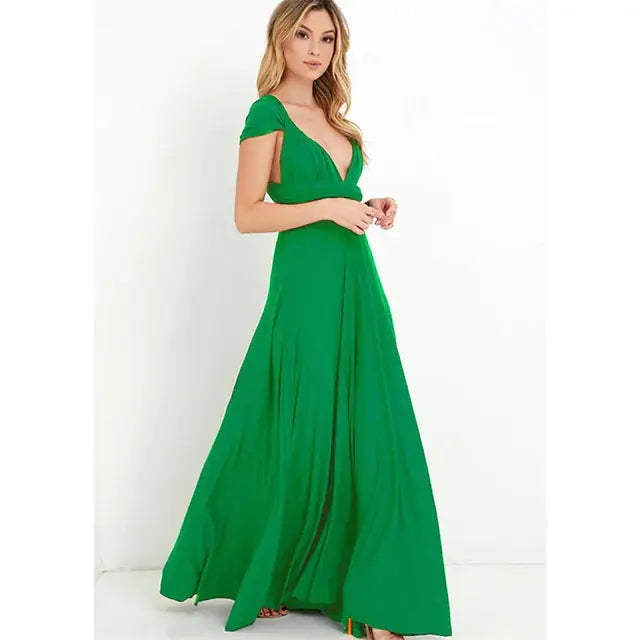 Long Wrap Dress - Versatile Convertible Style & Eye-Catching Design | Deep Red Color