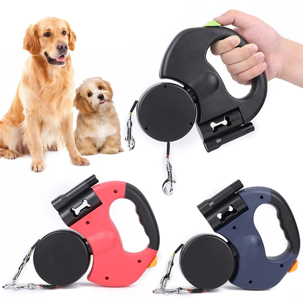 Automatic Dual Retractable Dog Leash for Two Dogs - Premium Quality, Lightweight, Battery-Powered