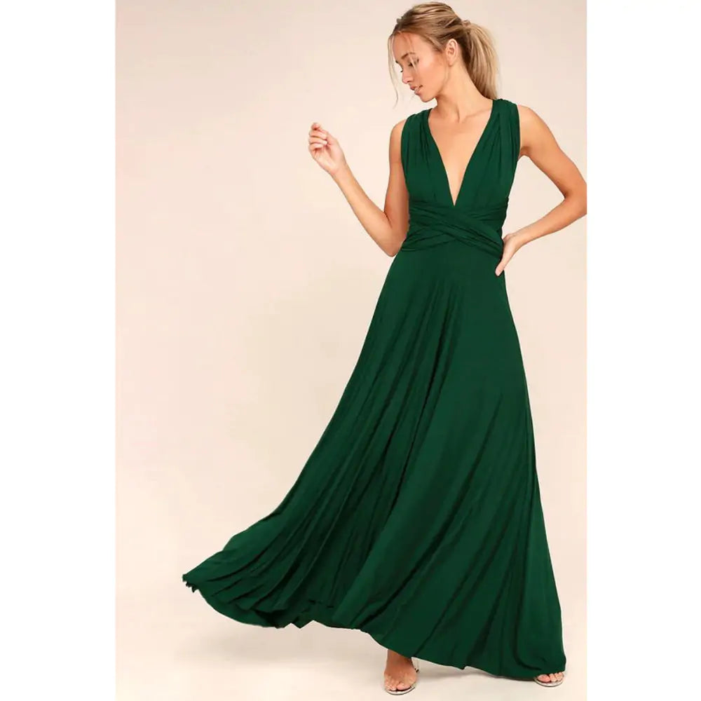 Long Wrap Dress - Versatile Convertible Style & Eye-Catching Design | Deep Red Color