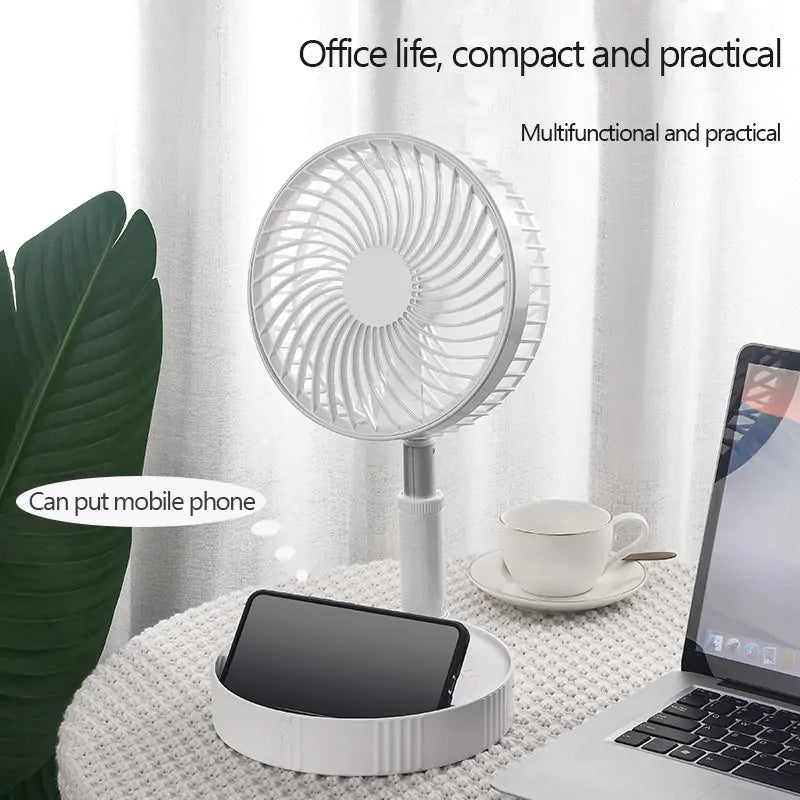 Portable Fan USB Rechargeable - Customizable Airflow, Foldable Design - 3 Speeds for Office, Camping, Home Use