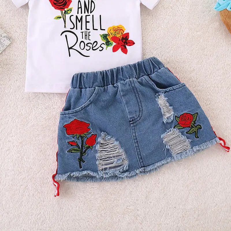 Stylish Floral Toddler Set - 2 Pieces Shorts or Skirt Style