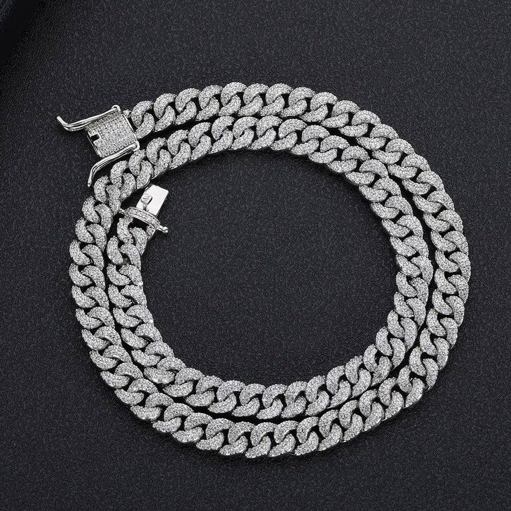 Iced Out Bling CZ Necklace - Luxurious Micro-Paved Cuban Chain with High Quality CZ Stones