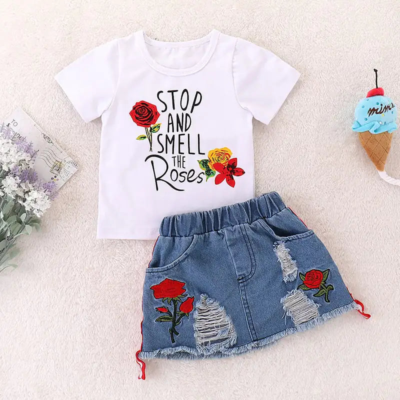 Stylish Floral Toddler Set - 2 Pieces Shorts or Skirt Style