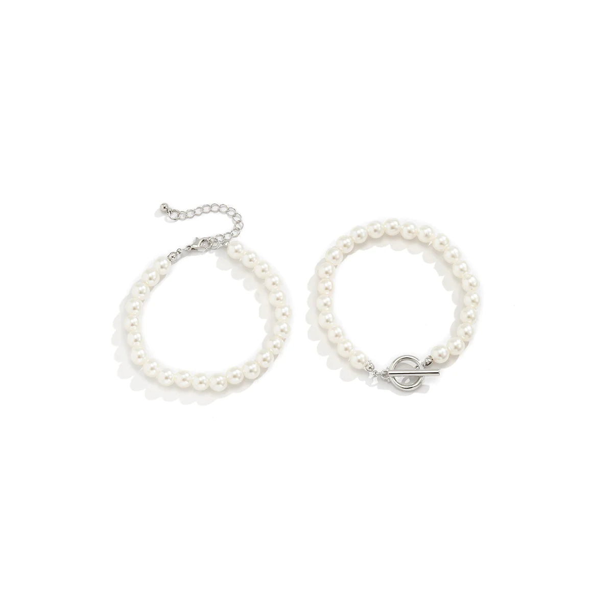 Two-Piece Pearl Bracelet with Adjustable Clasp - Elegant and Versatile