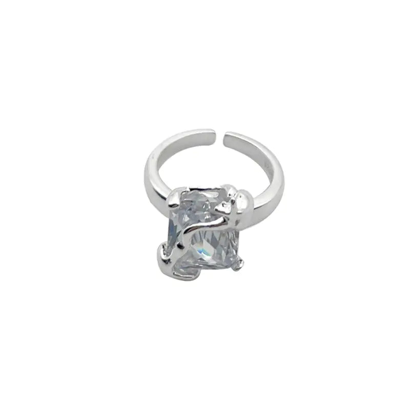 Square Zircon Adjustable Ring - Elegant and Dazzling Jewelry for Any Occasion