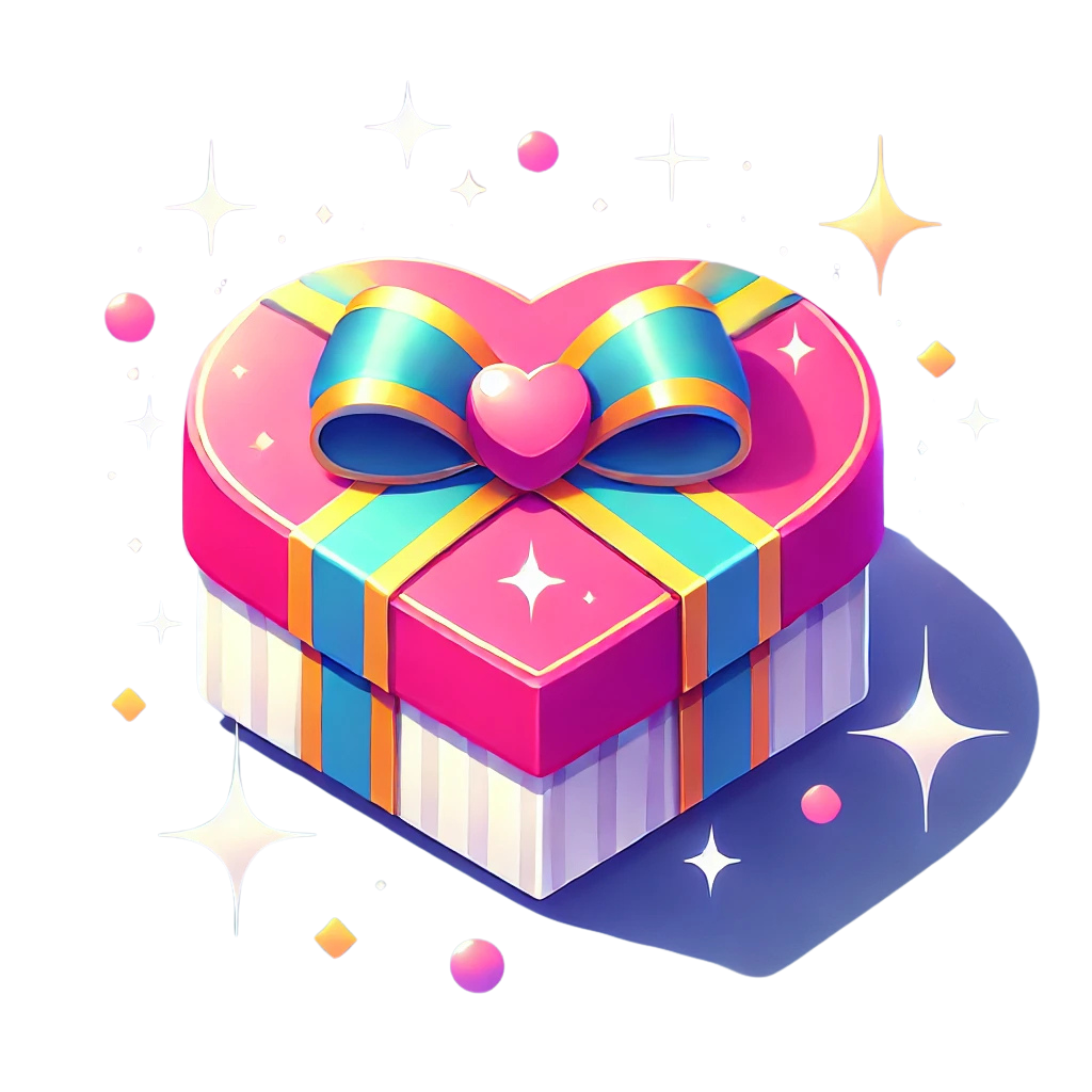 An isometric heart-shaped gift box with sparkles, showcasing how GyftPro helps users give meaningful gifts that create lasting memories.